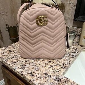 Elegant Blush Quilted designer inspired  GG  Backpack